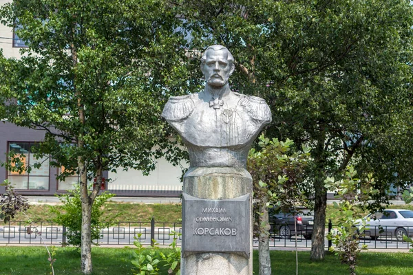 Büste Von Michail Semjonowitsch Korsakow Die Stadt Korsakow Sachalin Region — Stockfoto