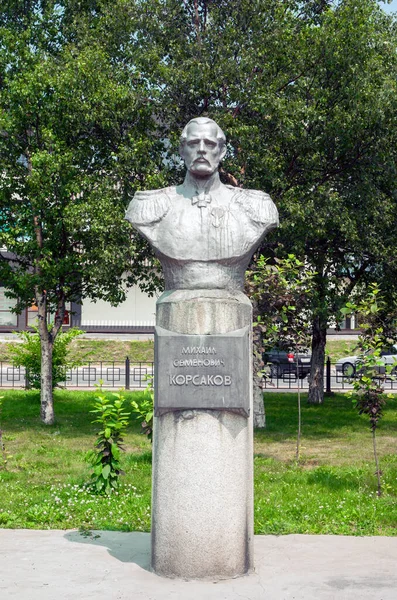 Bust Michail Semjonovitj Korsakov Staden Korsakov Sakhinregionen Ryssland Juli 2021 — Stockfoto