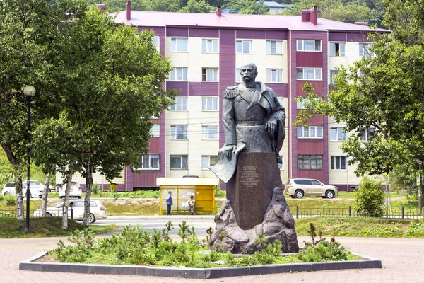 Monument Gennady Ivanovich Nevelsky Korsakov Sakhalin Region Russia July 2021 — Foto de Stock