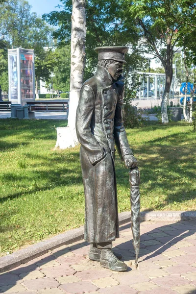 Monumento All Eroe Della Storia Anton Pavlovich Chekhov Uomo Caso — Foto Stock