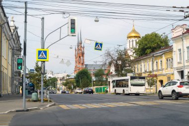 Katolik Kilisesi (İsa 'nın Kutsal Kalbi Katolik Kilisesi, 1906). Samara, Frunze Caddesi, 157.Rusya Ağustos 2021