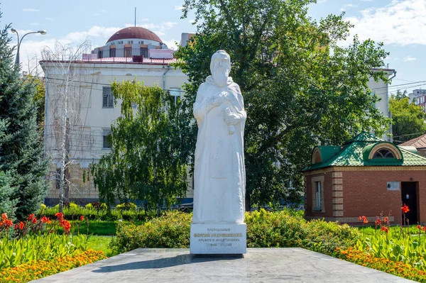 Памятник Святому Алексию Покровителю Самары Россия Август 2021 Года Стоковое Фото