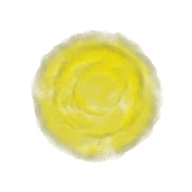 yellow color brushstroke creating circle, round sphere 