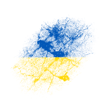 Soyut Sert Boya Vuruşu Mavi ve Sarı şeffaf arkaplanda izole