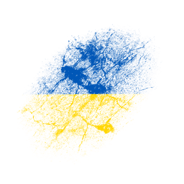 Soyut Sert Boya Vuruşu Mavi ve Sarı şeffaf arkaplanda izole