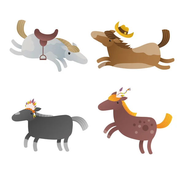 Caballos de dibujos animados sobre un fondo blanco — Vector de stock