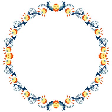 Doodle çiçekli yuvarlak renkli kenarlık çerçevesi.