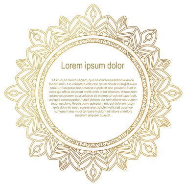 Yuvarlak altın kenar çerçevelemek. Mandala süsleme.