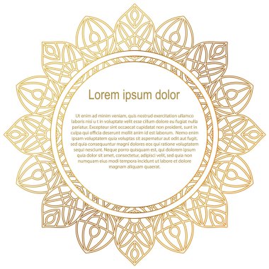Yuvarlak altın kenar çerçevelemek. Mandala süsleme.