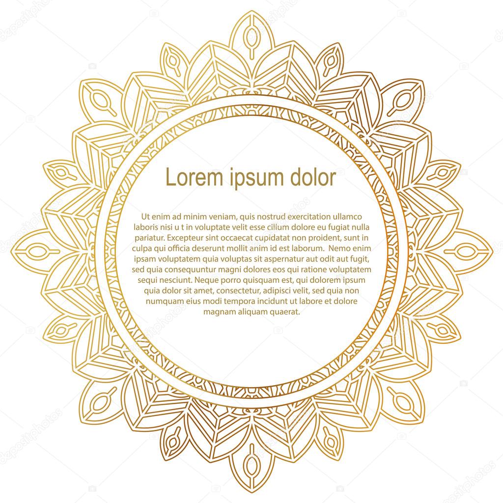 Download Round gold border frame. Mandala ornament. — Stock Vector ...