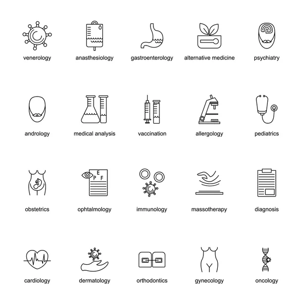 Conjunto de iconos para diferentes profesiones médicas . — Vector de stock