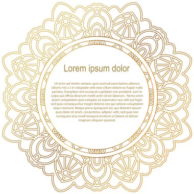 Yuvarlak altın kenar çerçevelemek. Mandala süsleme.