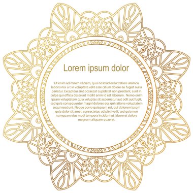 Yuvarlak altın kenar çerçevelemek. Mandala süsleme.