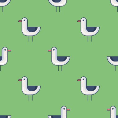 Martı ile dikişsiz desenler. Turizm ve yaz nesneleri ve e