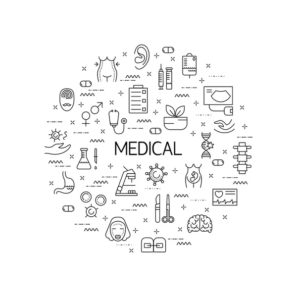 Illustration av symboler medicinsk specialisering. Design element. — Stock vektor