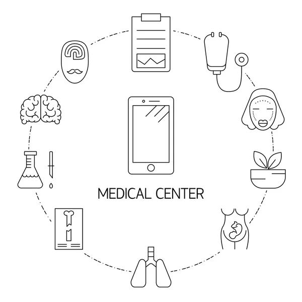 Illustration von Symbolen medizinischer Spezialisierung. — Stockvektor