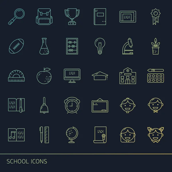 School objects and college items, teaching symbols — Stock Vector