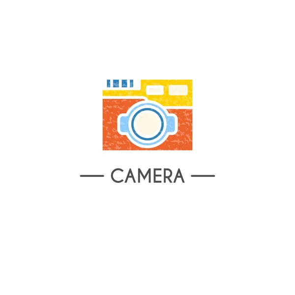 Plat stijl logotype sjabloon met camera emblemen. — Stockvector