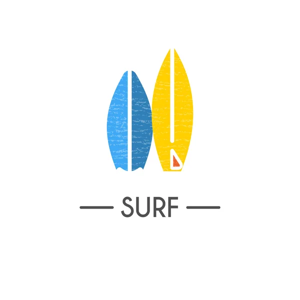 Sörf tahtası amblemleri ile düz stil logo tipi şablon.