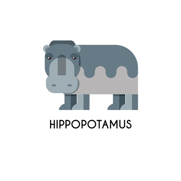 Hippo fait dans un style plat géométrique unique . — Image vectorielle
