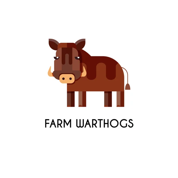 Warthogs fabriqués dans un style plat géométrique unique . — Image vectorielle