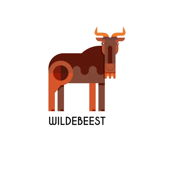 Wildebeest fait dans un style plat géométrique unique . — Image vectorielle