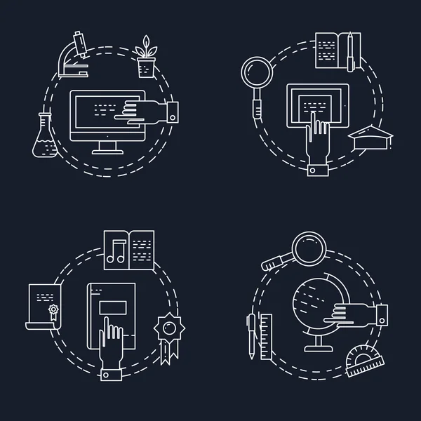 Ilustracja symbole szkoły obiektów i elementów college. Konstrukcja — Wektor stockowy