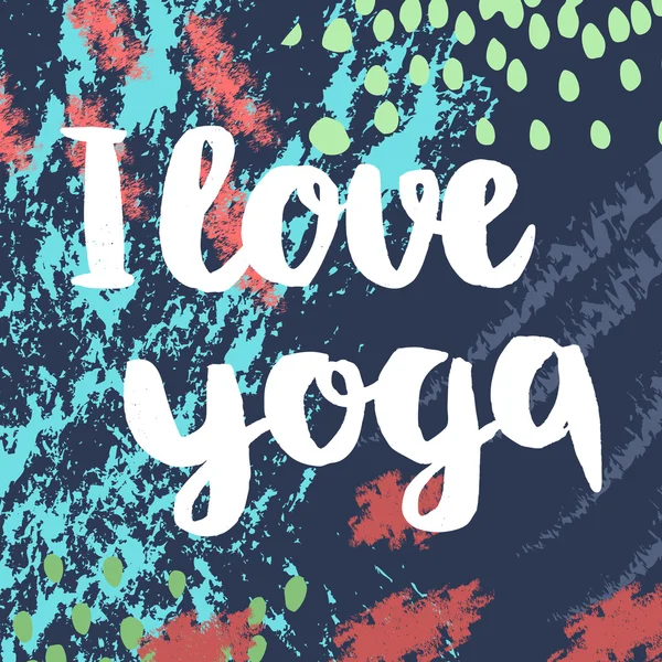 Póster con letras de citas Me encanta el yoga . — Vector de stock
