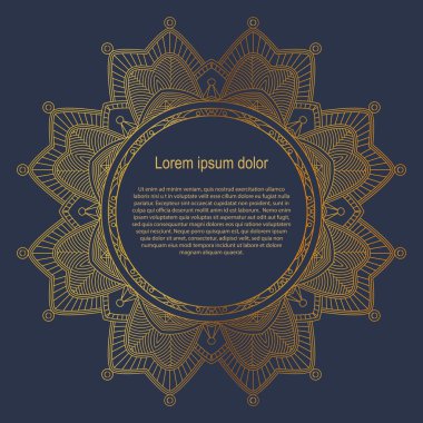 Yuvarlak altın kenar çerçevelemek. Mandala süsleme.