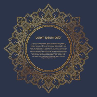 Yuvarlak altın kenar çerçevelemek. Mandala süsleme.