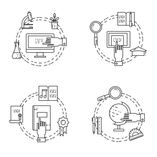 Illustration von Symbolen Schulgegenstände und College-Gegenstände. Design — Stockvektor