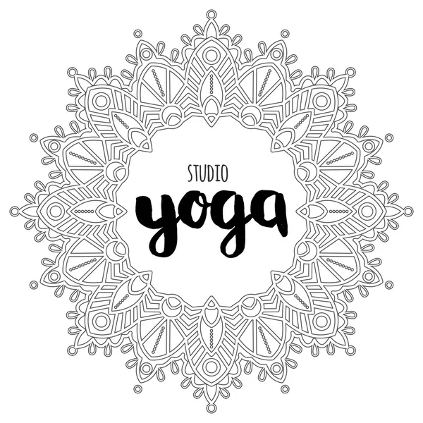Vector yoga mandala línea insignias — Vector de stock