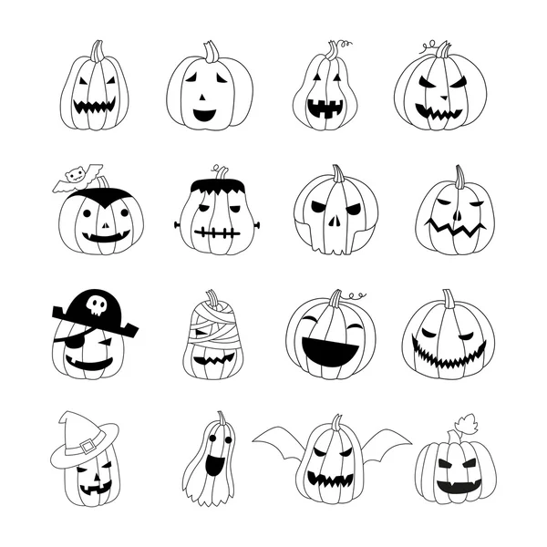 Calabazas vectoriales de Halloween. Elementos de diseño dibujados a mano . — Archivo Imágenes Vectoriales