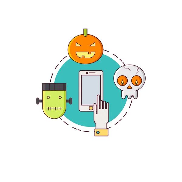 Ilustración de símbolos icono de Halloween. Concepto de vacaciones hecho en — Archivo Imágenes Vectoriales