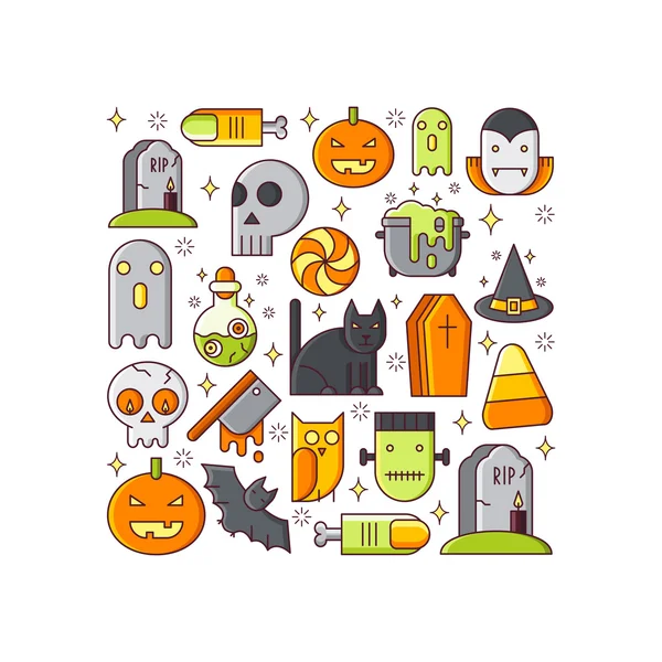 Illustratie van de symbolen halloween pictogram. Vakantie concept gemaakt in — Stockvector