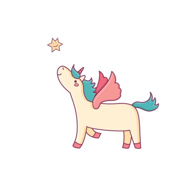Sihirli unicorn vektör çizim.