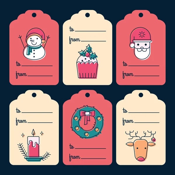 Ensemble vectoriel d'étiquettes cadeaux de Noël uniques . — Image vectorielle