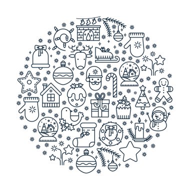 Semboller noel öğeleri simgesinin çizimi.