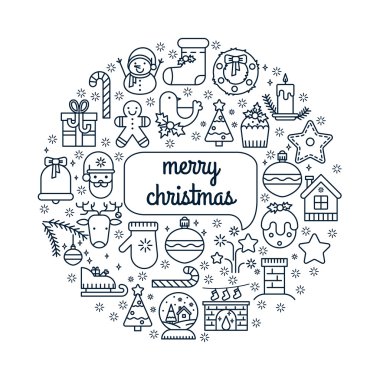 Semboller noel öğeleri simgesinin çizimi.