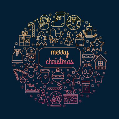 Semboller noel öğeleri simgesinin çizimi.