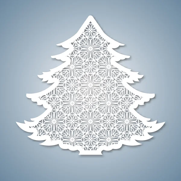 Árbol de Navidad con patrón geométrico. Plantilla de corte por láser — Vector de stock