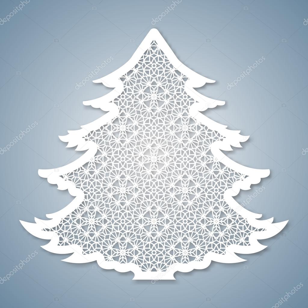Christmas tree with geometric pattern. Laser Cutting template