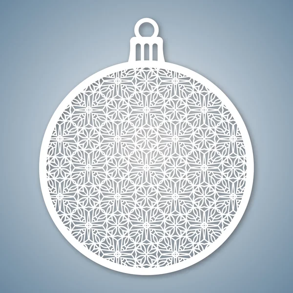 Bola de Navidad con patrón geométrico. Plantilla de corte por láser — Vector de stock