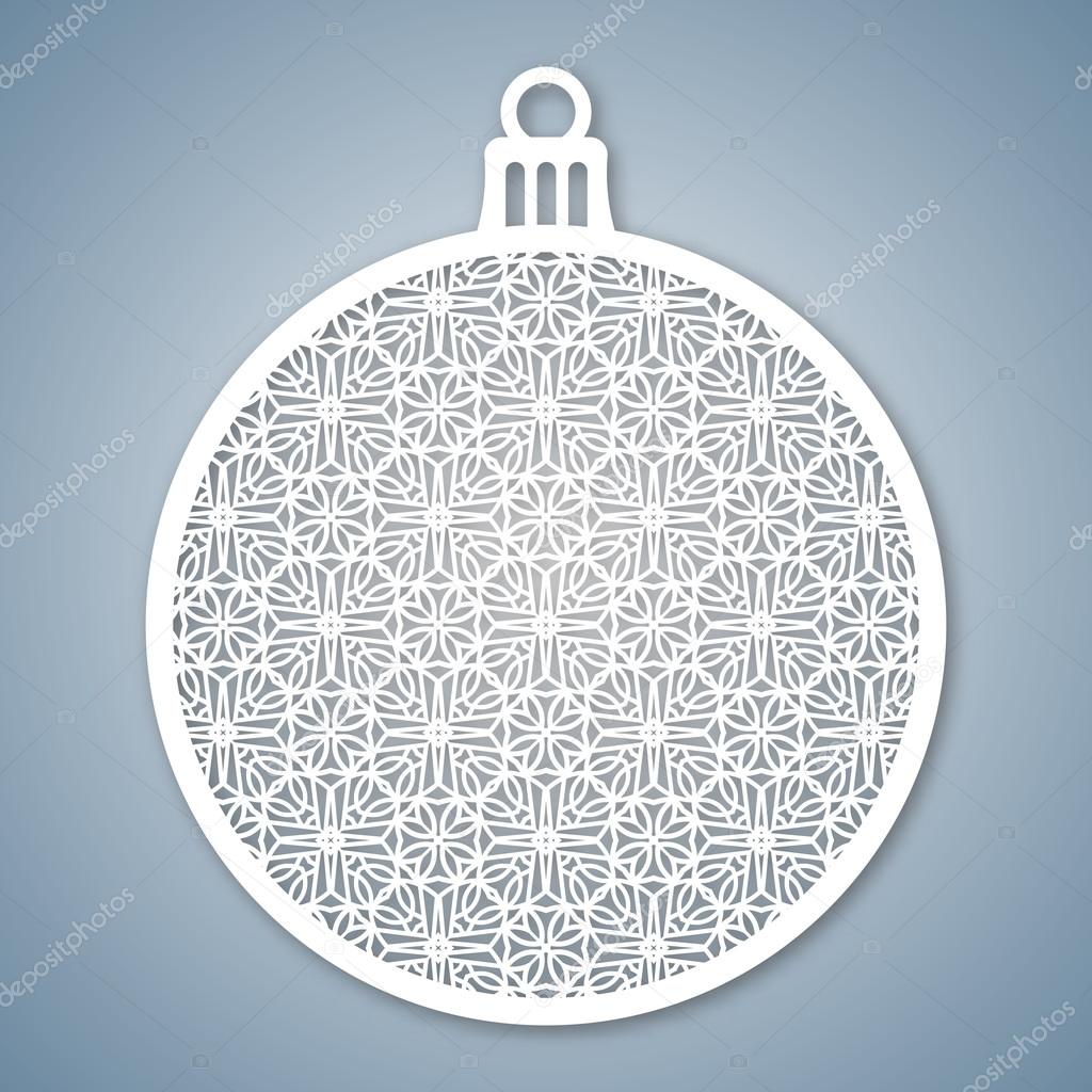 Christmas ball with geometric pattern. Laser Cutting template