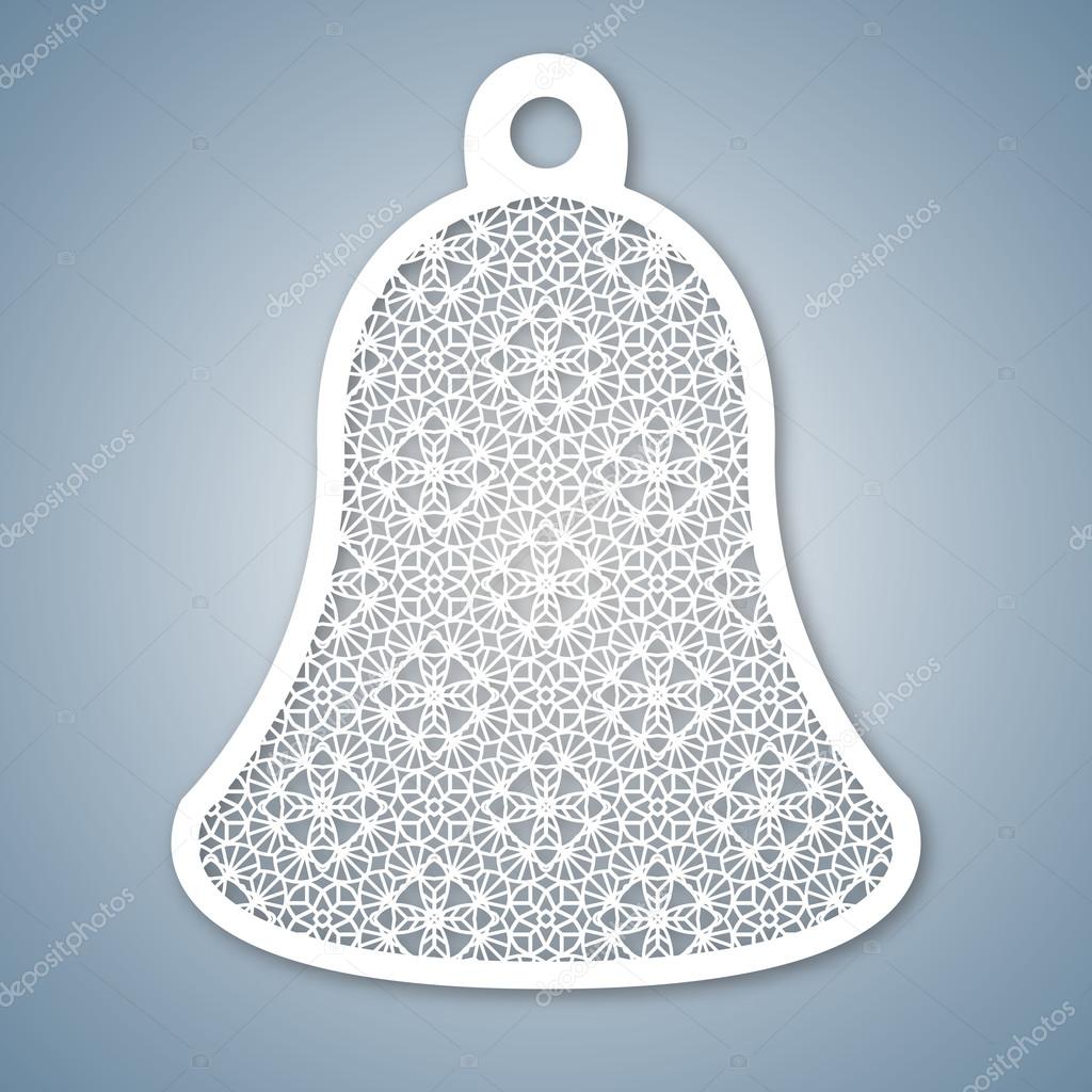 Christmas bell with geometric pattern. Laser Cutting template