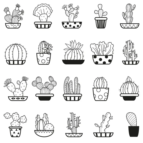 Hand getekende cactus pictogrammen — Stockvector