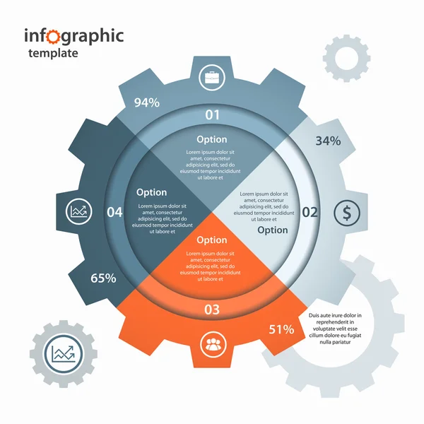 Modèle d'infographie de cercle d'engrenage vectoriel pour les entreprises et l'industrie — Image vectorielle
