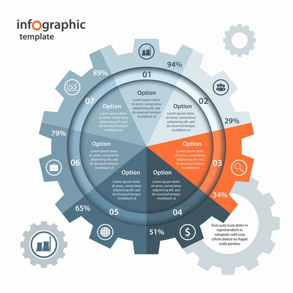 Modèle d'infographie de cercle d'engrenage vectoriel pour les entreprises et l'industrie — Image vectorielle