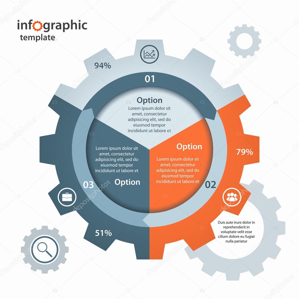 Vector gear circle infographic template for business and industry