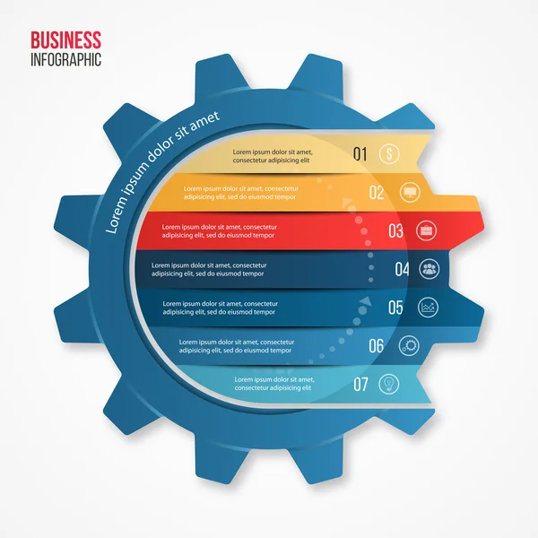 Indústria e negócios vetor modelo de estilo infográfico da engrenagem — Vetor de Stock